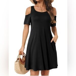 🥳Host Pick Summer Cold Shoulder Casual T-shirt Swing Dress Size 1X